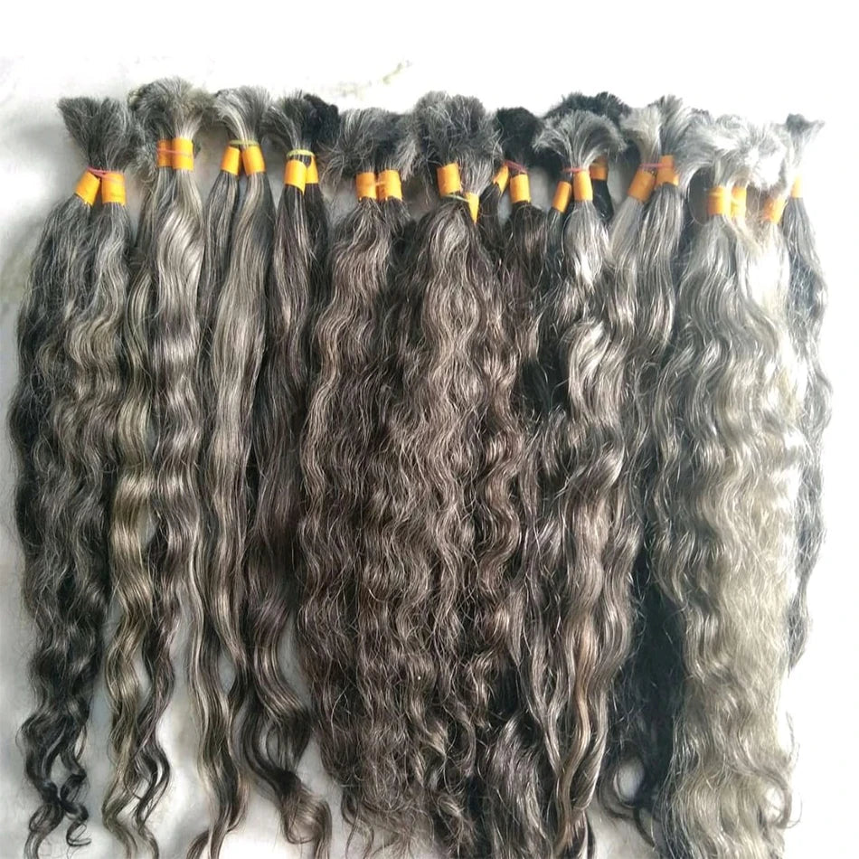 Grey Natural Human Virgin Hair Grey Single Donor Hair 100%Vietnamese human hair Wholesale human hair extensions without tracks