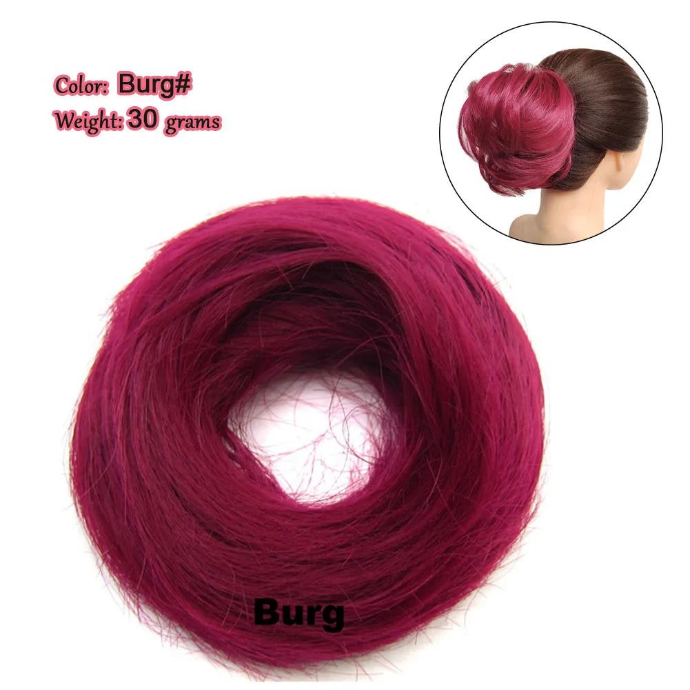 Synthetic Messy Bun Hair Piece Scrunchie Donut Tousled Flexible Hair Bun Straight Chignon Wig Accessory Updo Bun Hair