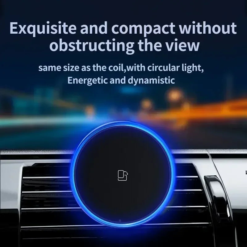30W Magnetic Car Wireless Chargers RGB LED Light For iPhone 12 13 14 15 Pro Max Phone Holder Stand Mount Fast Charging Station