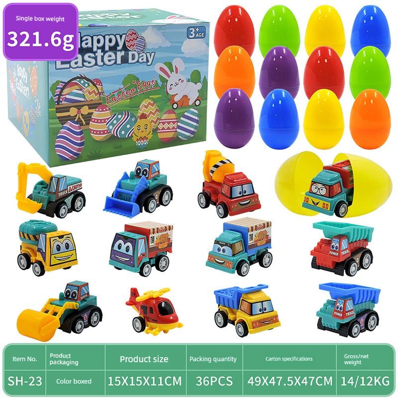 Children's Day Easter Egg Kids Building Blocks Blind Box Cartoon Rabbit Decompression Color Film Puzzle Egg Engineering Car Toys