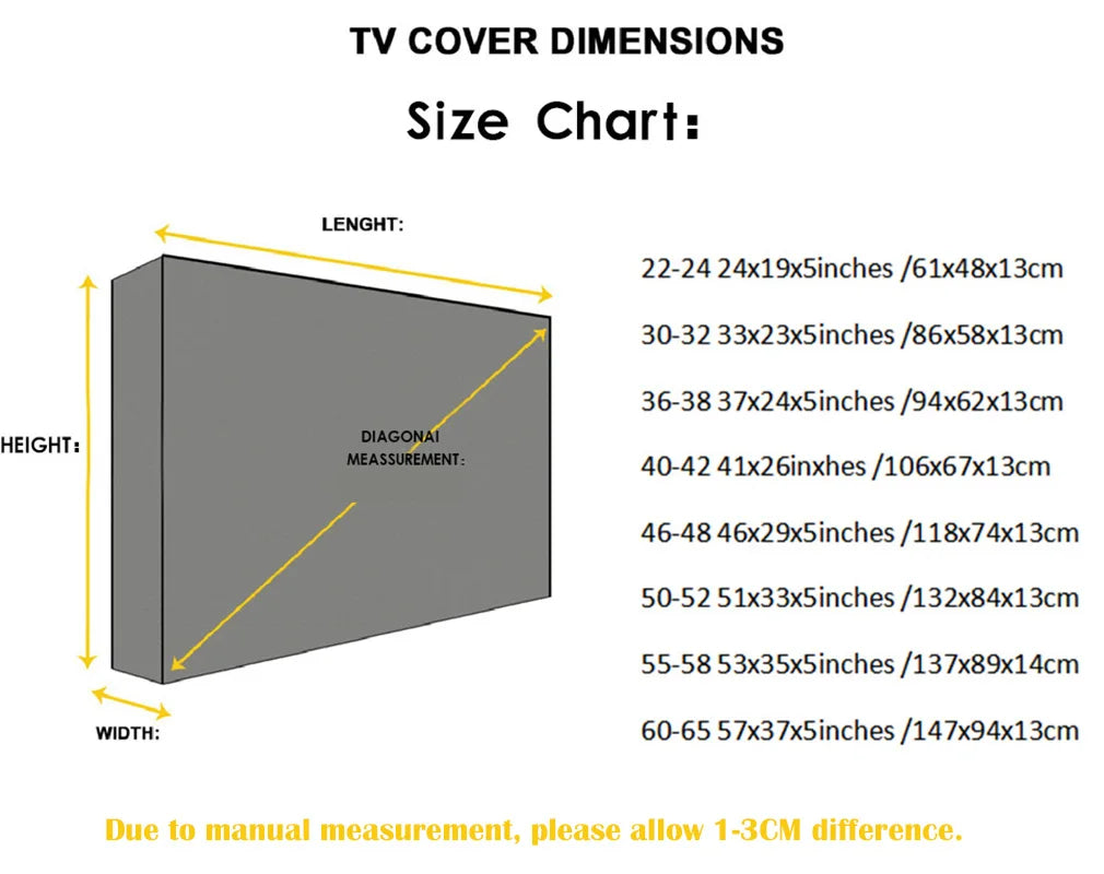 TV Weather and Dust proof Outdoor TV cover Beige 70 "75" 40 "46" 50 "55" 60 "65" Protective TV Screen Garden patio Outdoor TV