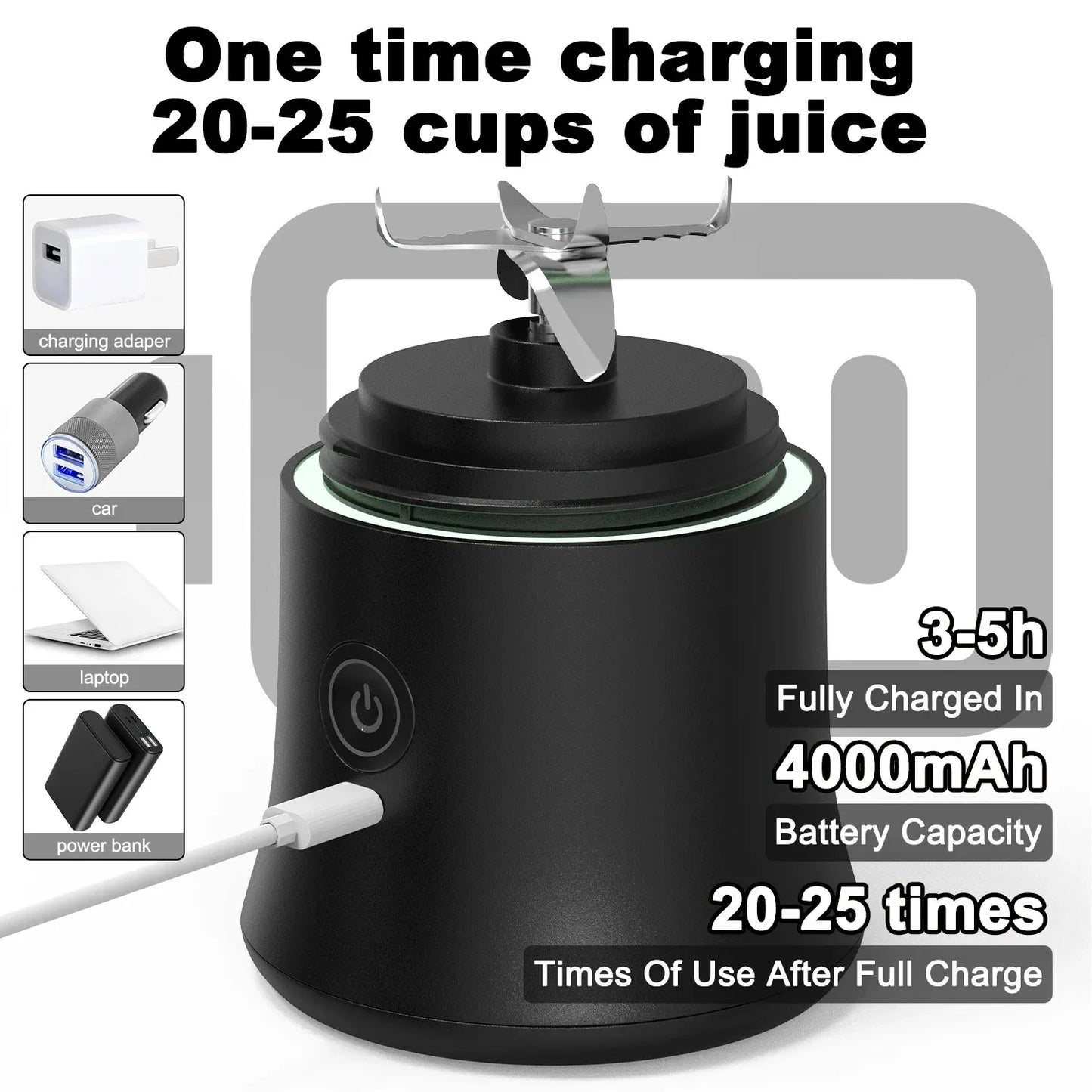 Household Fruit Juicer Portable Electric Juicer Blender USB Rechargeable Fruit Mixer 600ML Fruit Juicer Multi-functional Blender