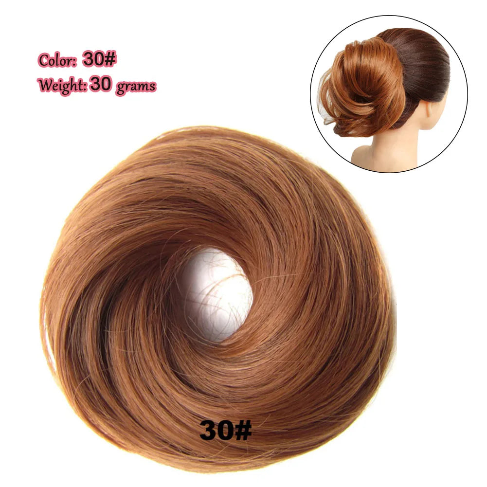 Synthetic Messy Bun Hair Piece Scrunchie Donut Tousled Flexible Hair Bun Straight Chignon Wig Accessory Updo Bun Hair