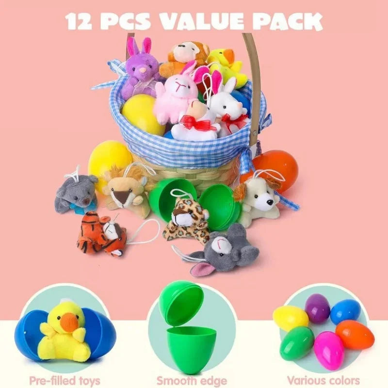 12/24/36pcs Easter Fillable Eggs Colorful Plastic Eggshell Creative Easter Gift Box Children's Toys Wedding Birthday Party Decor