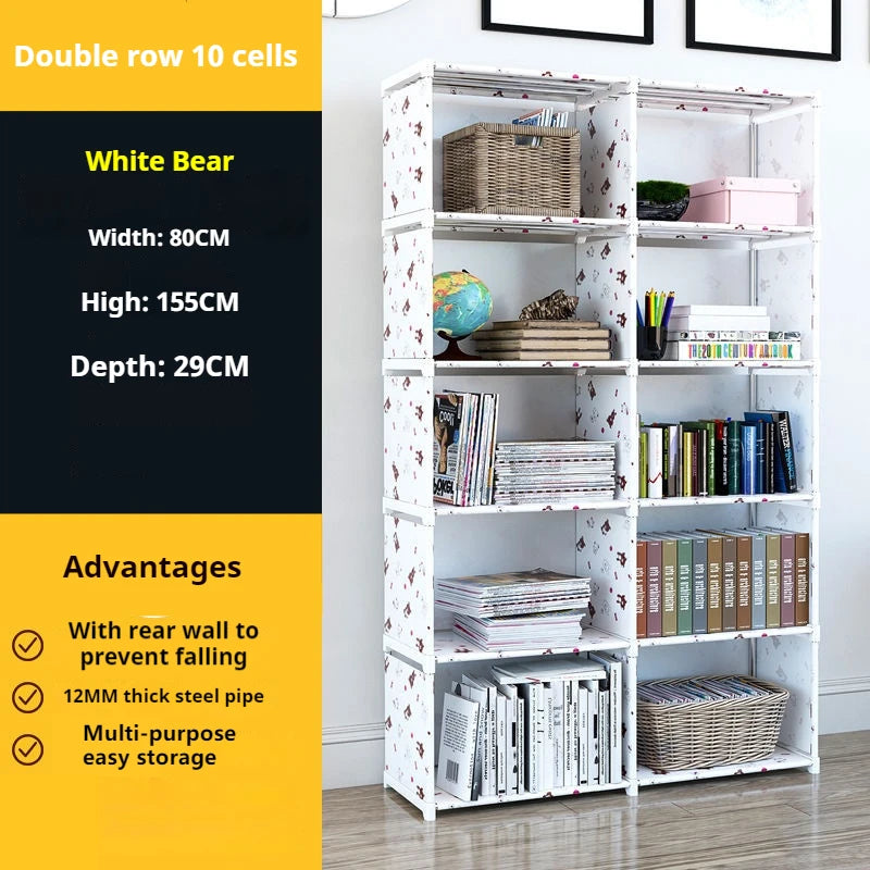Simple Bookshelf Multi-layer Easy Assembly Bookcase Book Display Rack Easy Assembly Book Holder Book Organizer Debris Rack Shelf