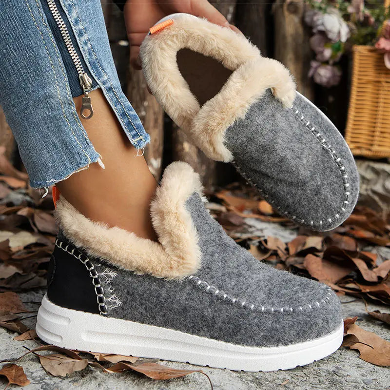 Women's Boots 2024 New Women Winter Boots Fur Shoes Women Ankle Boots Snow Botas Mujer Slip On Winter Shoes Female Flat Footwear