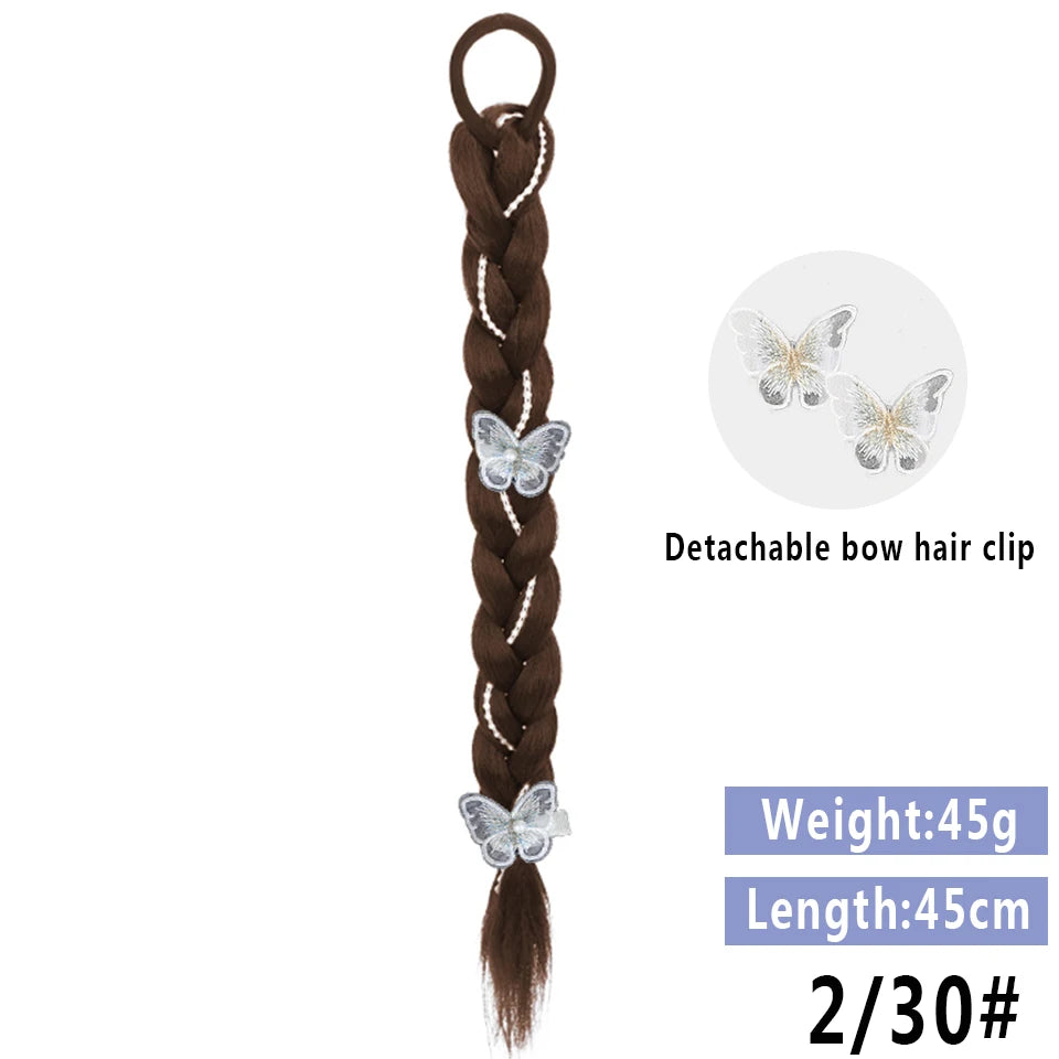 LUPU Synthetic Braided Ponytails Hair Extensions For Women With Elastic Hair Band Hairpieces Natural Black Brown Fake Hair