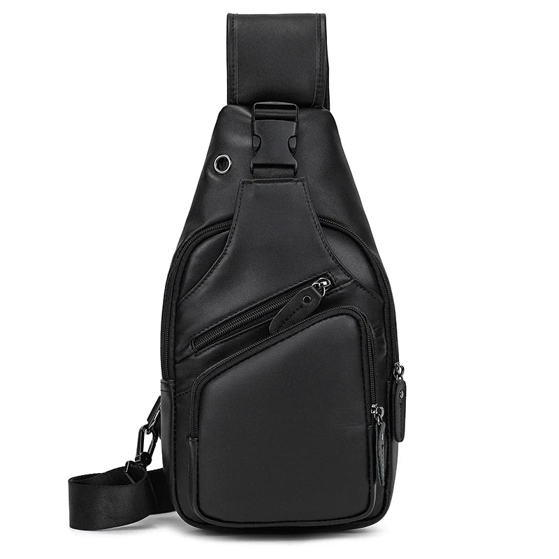 Casual Sport Bag Leather Chest Bags for Men iPad Mini Cow Leather One Shoulder Bags Male Anti Theft Chest Pack Sling Bag for Men