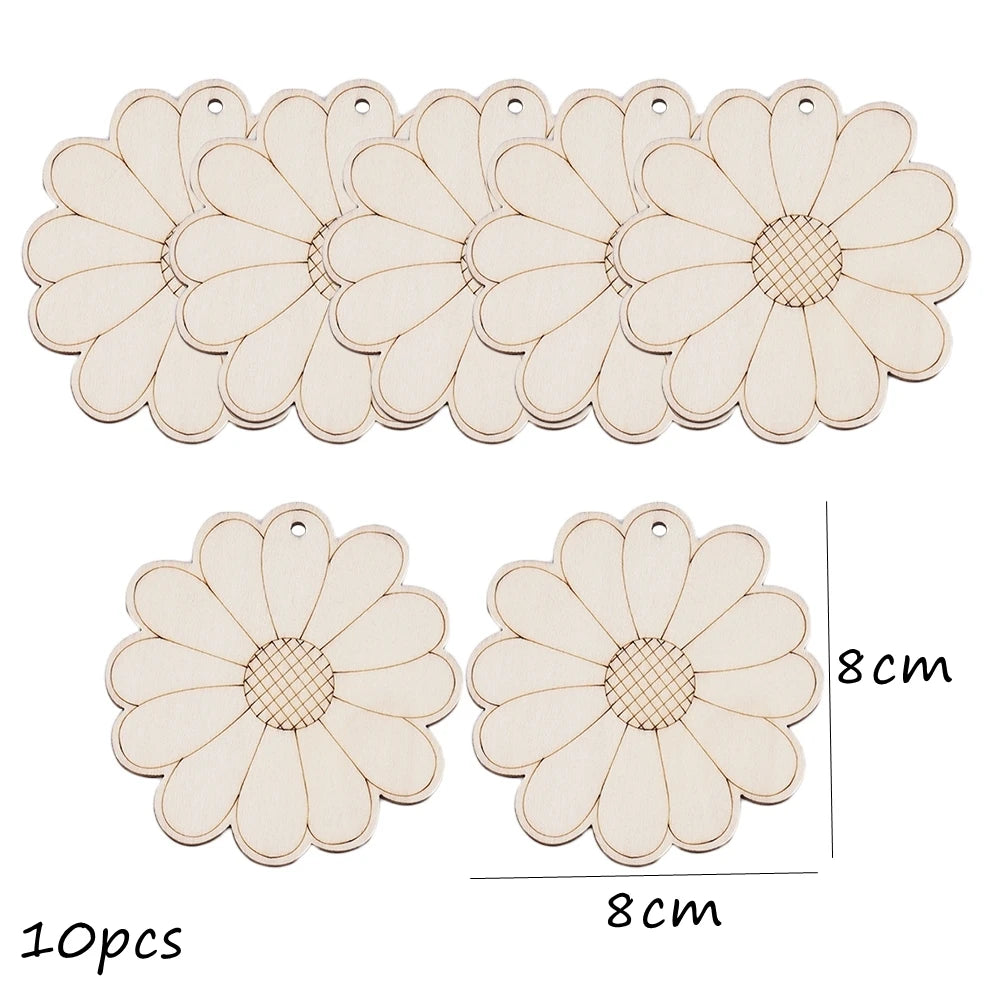 10pcs/set Easter Spring Wooden Ornament Insect Flower Hanging Pendants 2024 Spring Home Decorations DIY Gifts Wrapping Supplies