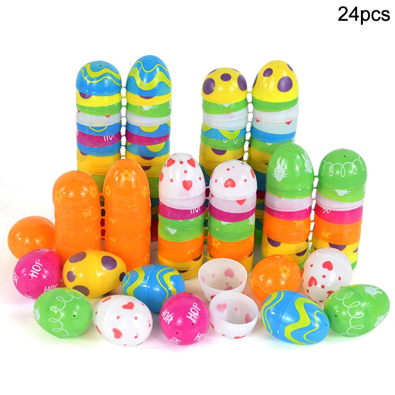 12/24pcs Easter Eggs Fillable Opening Candy Box Happy Easter Party Gift Packaging Egg Basket Filler Decor Supplies Kids Favors
