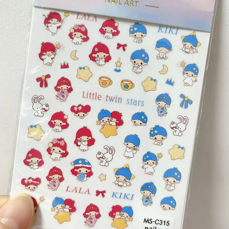 1PCS Cartoon Cute Melody Kuromi 3D Nail Stickers Press on Nails Sanrio Nail Art Decoration New Anime Nail Art Decals Stickers