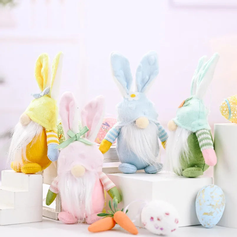 Easter Faceless Gnome Rabbit Doll Handmade Reusable Home Decoration Spring Hanging Bunny Ornaments Kids Gifts