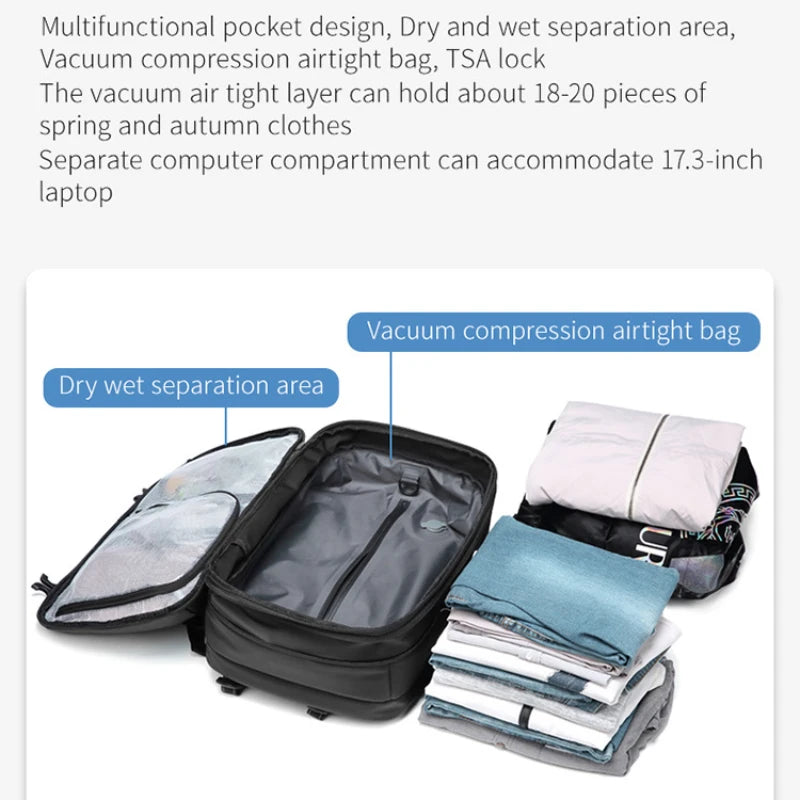 60L Travel Backpacks Expandable Airback Vacuum Storage Man Women Waterproof Business Oxford Backpack Outdoor College Laptop Bag