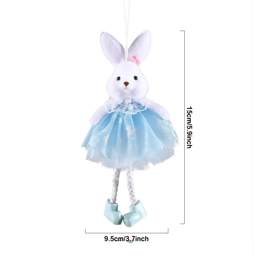 24cm Easter Flower Bunny Ornaments Pink Yellow Gauze Skirt Bunny Easter Party Decor Supplies Home Desktop Decorations Kids Gifts