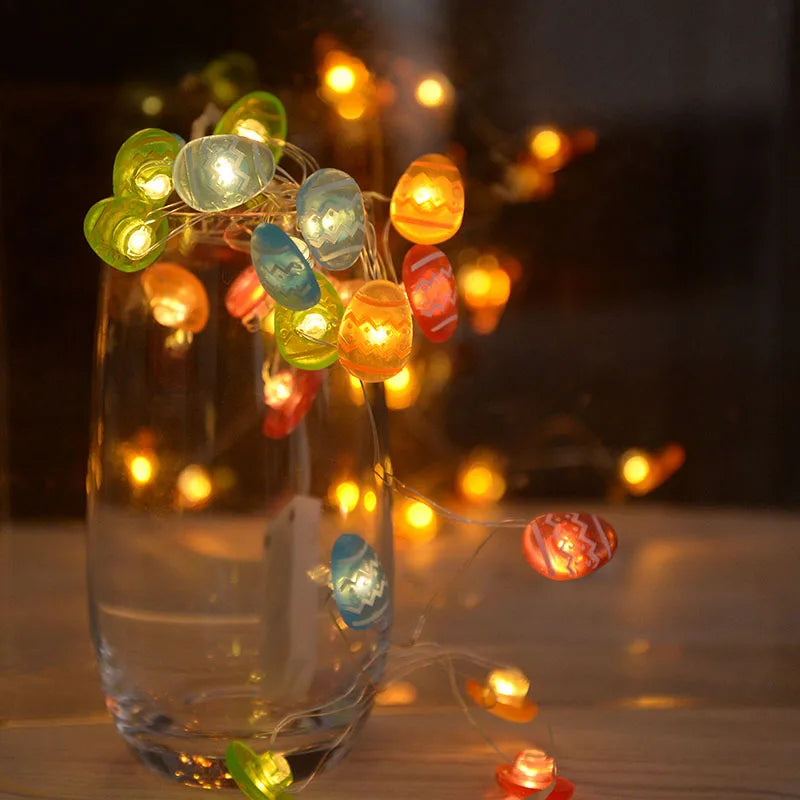 2M 20LED Easter Rabbit Carrot String Light Chick Eggs Fairy Light Garland 2025 Happy Easter Party Decoration For Home Kids Gift