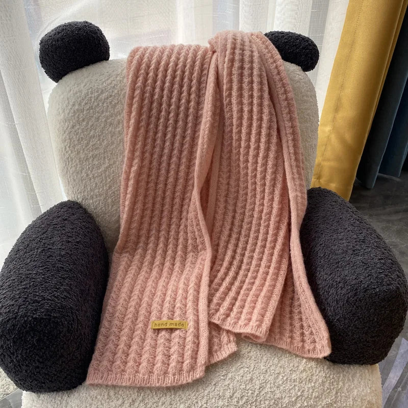 Scarf female winter new Korean version of the atmosphere sense of double-sided students cute warm thickened knitting senior sens