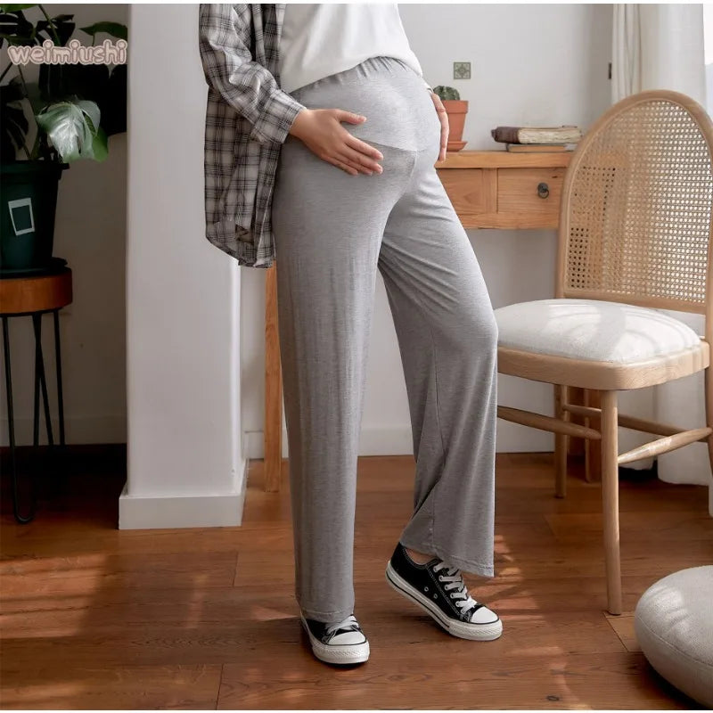 2024 New Maternity Clothing Pregnant Women's Wide Leg Pants for Spring and Autumn Outerwear with A Straight and Drooping Feel