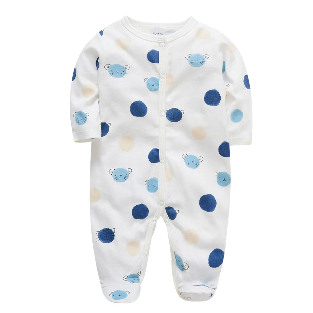 KAVKAS 1/3 Pcs Baby Boys Rompers Cartoon Print Overalls Cotton Infant Clothing Kids Jumpsuit Newborn Pajimas 0-3 Months