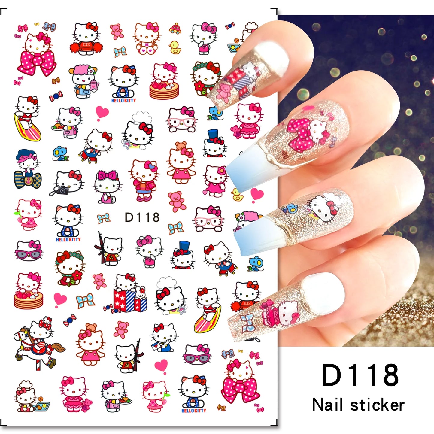 1PCS Cartoon Cute Melody Kuromi 3D Nail Stickers Press on Nails Sanrio Nail Art Decoration New Anime Nail Art Decals Stickers