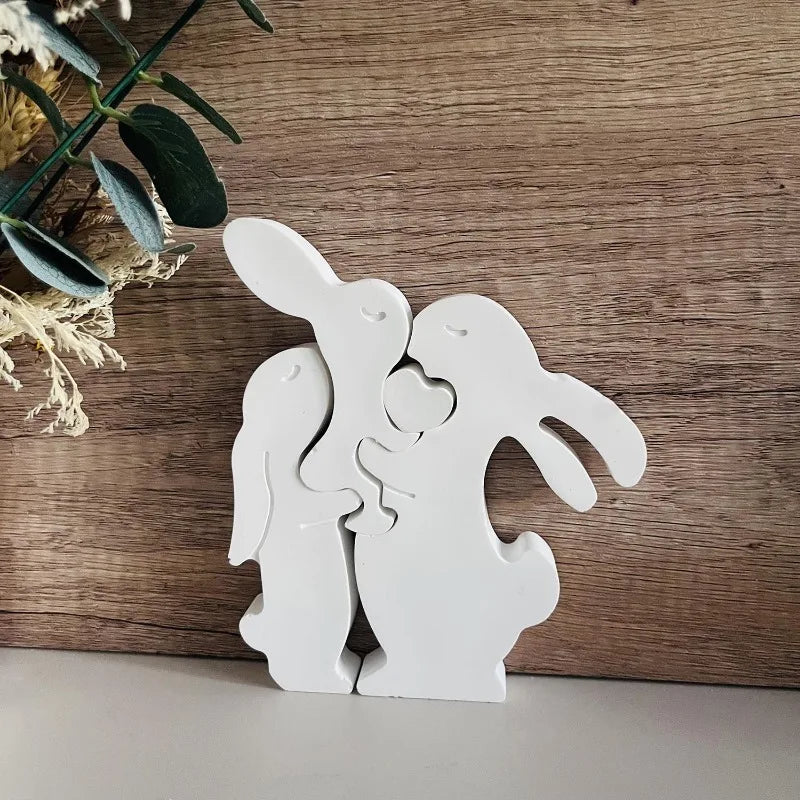 Easter Bunny Candle Decoration Silicone Molds DIY Gypsum Aromatherapy Family Rabbit Ornament Resin Mold Home Handicrafts Casting