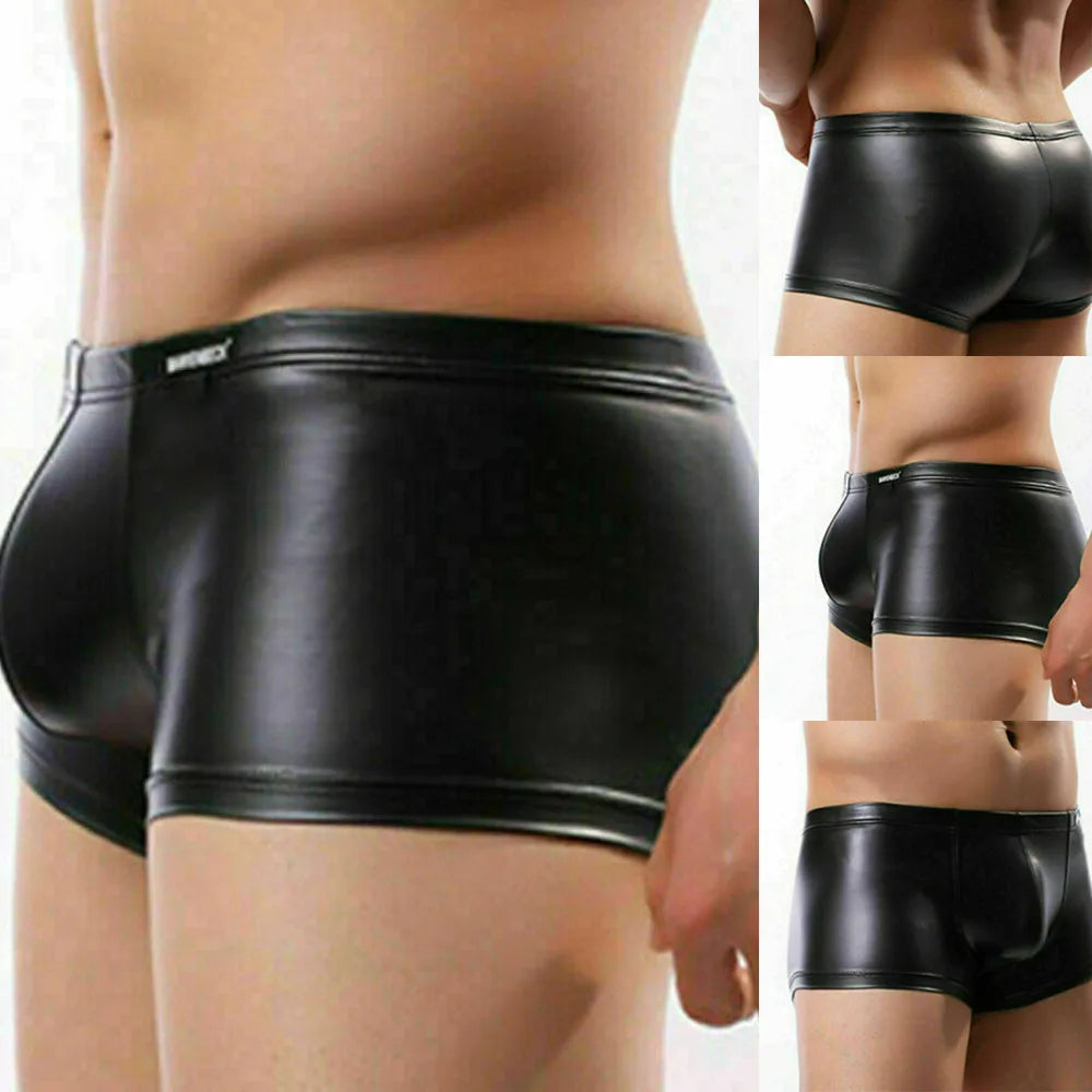 Men's Panties Sexy Lingerie Faux Leather Patent Leather Briefs Pouch Underwear Black Tight Mens Gifts Trunks Fashion Underpants