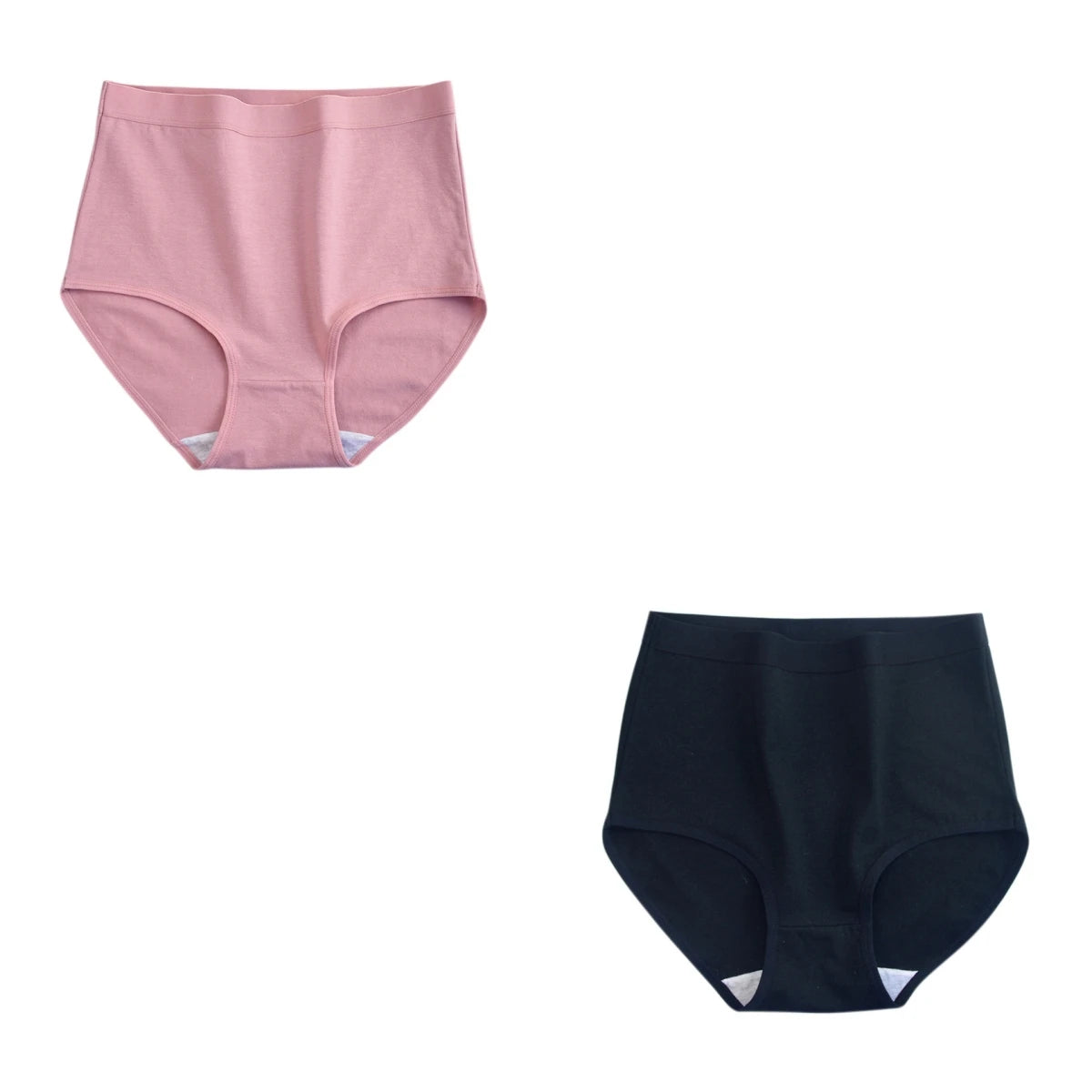 2Pcs/Set Cotton Panties Women Seamless Underwear High Rise Panties Solid Color Female Underpants Sexy Lingerie M-XXXL Comfort