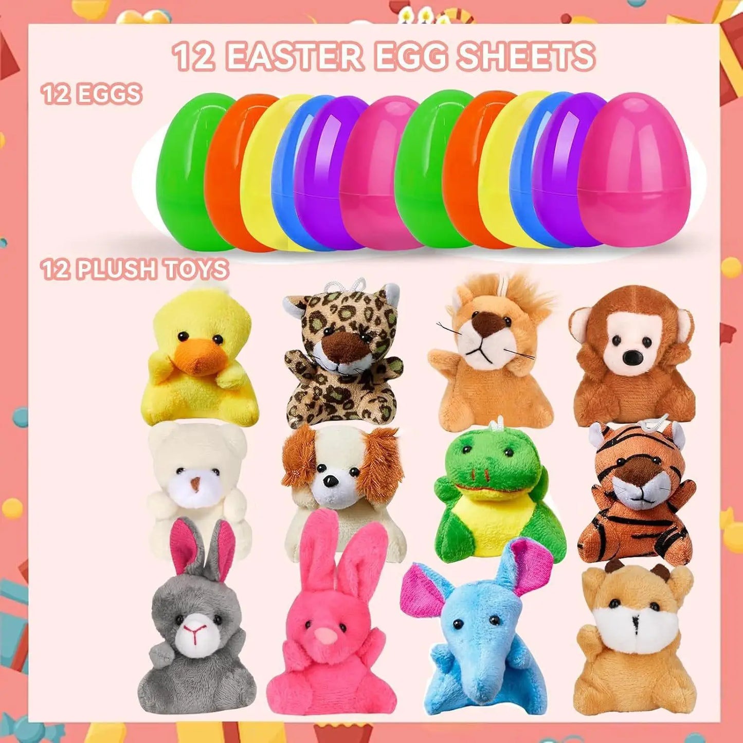 12/24/36pcs Easter Fillable Eggs Colorful Plastic Eggshell Creative Easter Gift Box Children's Toys Wedding Birthday Party Decor
