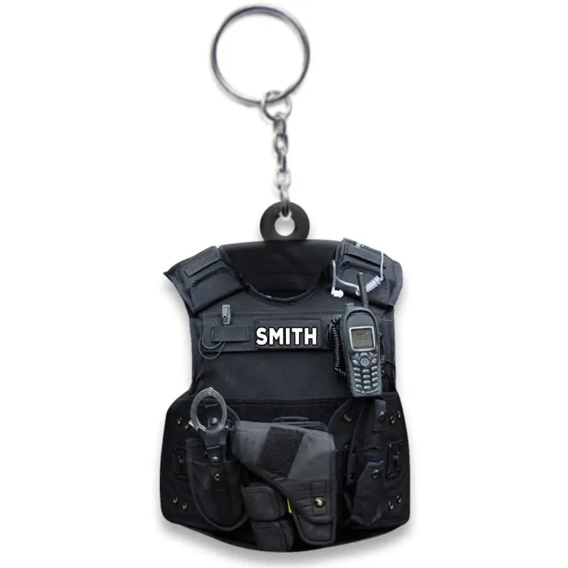 New Police Uniform Key Chain Decoration Acrylic Flat Men's And Women's Backpacks Creative Hanging Key Ring
