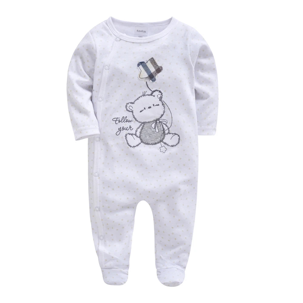 KAVKAS 1/3 Pcs Baby Boys Rompers Cartoon Print Overalls Cotton Infant Clothing Kids Jumpsuit Newborn Pajimas 0-3 Months