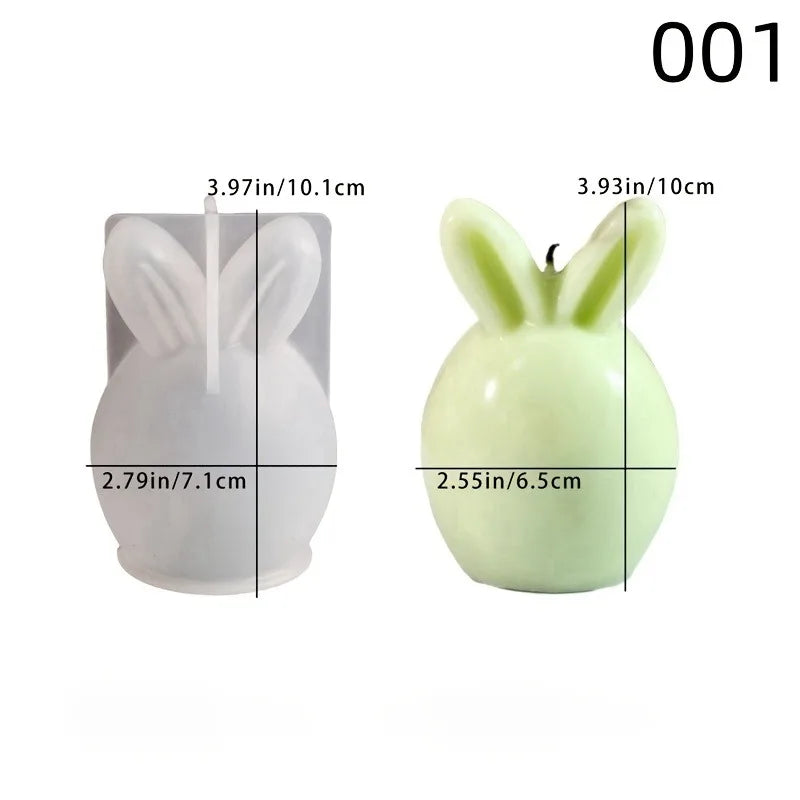 The Easter Egg Bunny Ear Candle Silicone Mold DIY Gypsum Concrete Rabbit Egg Decoration Ornament Resin Mold Handicrafts Casting