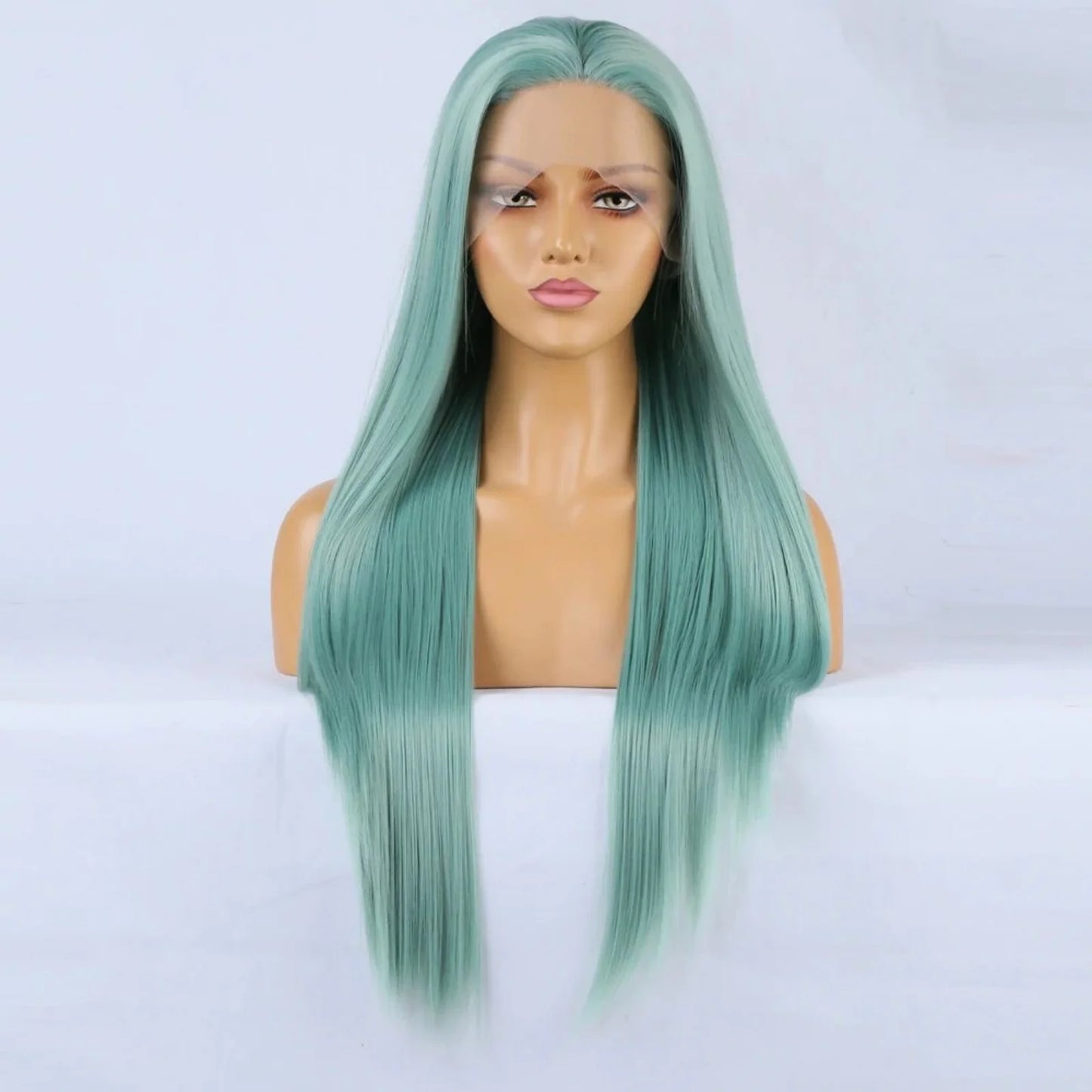 Mint Green Wig Long Straight Synthetic Lace Front Wig Light Hair Colored Glueless Lace Frontal Wigs for Women Party Cosplay