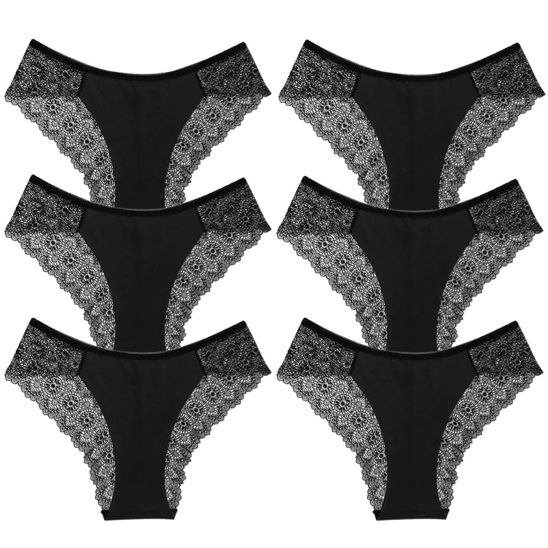 BZEL 6PCS/Set Women's Panties Fashion Lace Briefs Woman Breathable Comfortable Underwear Sexy Lingerie Hollow Out Hot Underpants