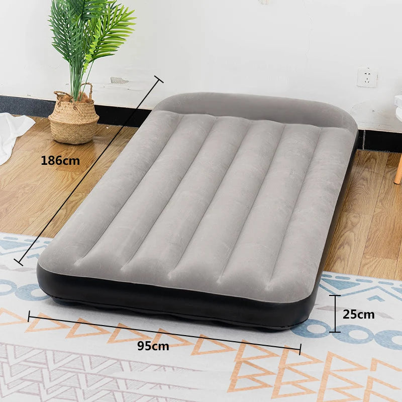 Camping air cushion bed inflatable mattress with built-in pillow for foldable storage suitable for family camping and travel