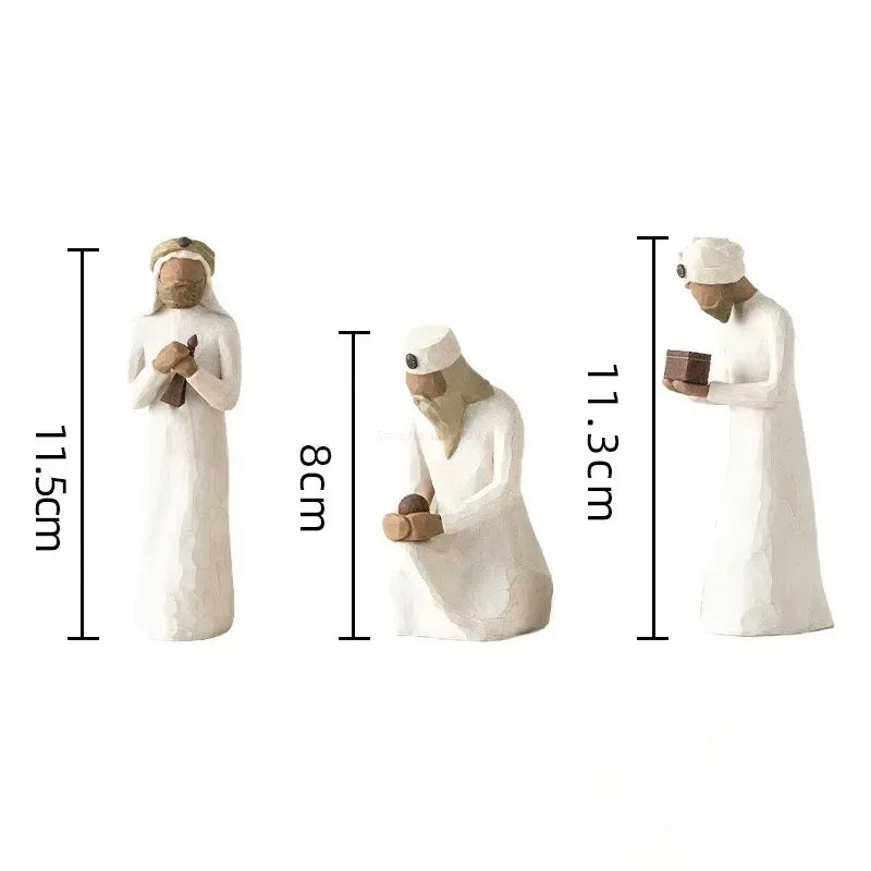 2024 Jesus Nativity Statue Resin Holy Family Willow Tree Set Ornaments Easter Religious Crafts Diy Customized Christmas Gift