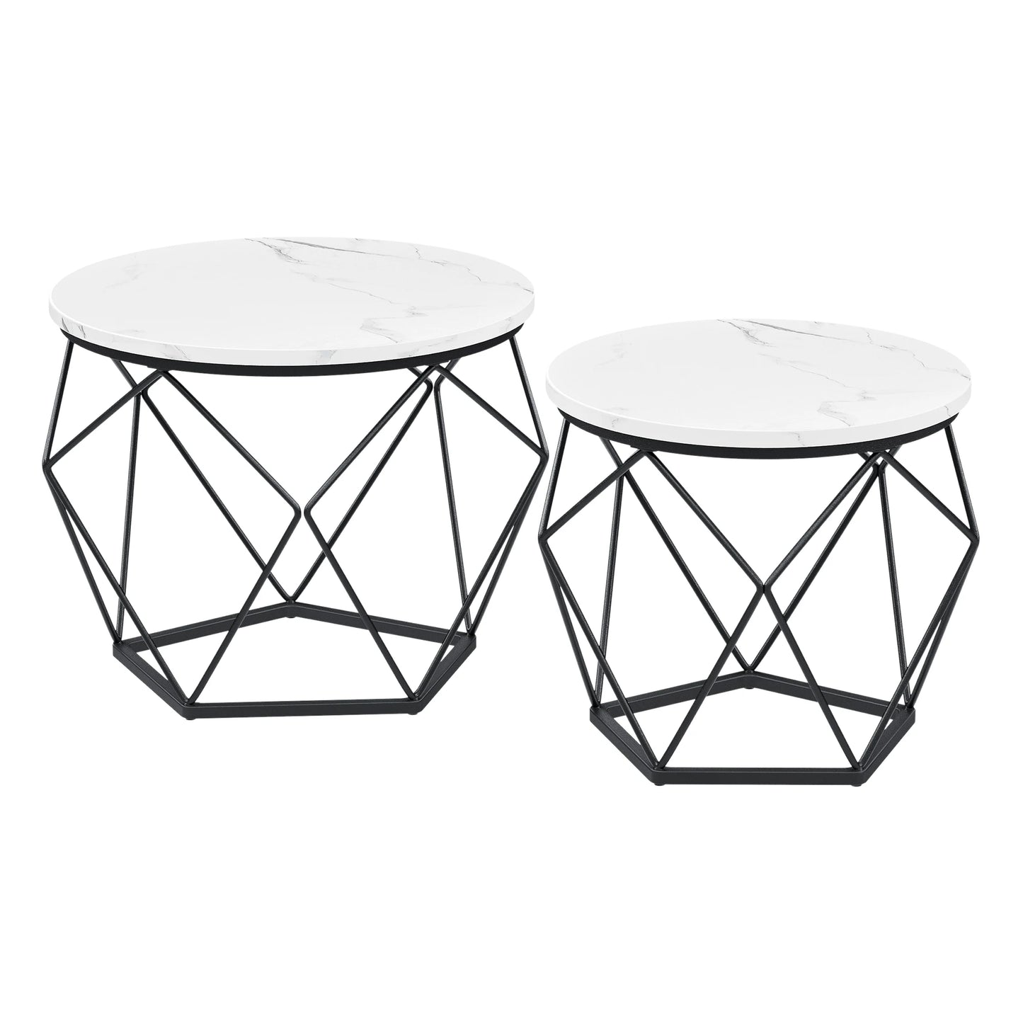 VASAGLE coffee table round set of 2 living room table side table modern removable table top for living room