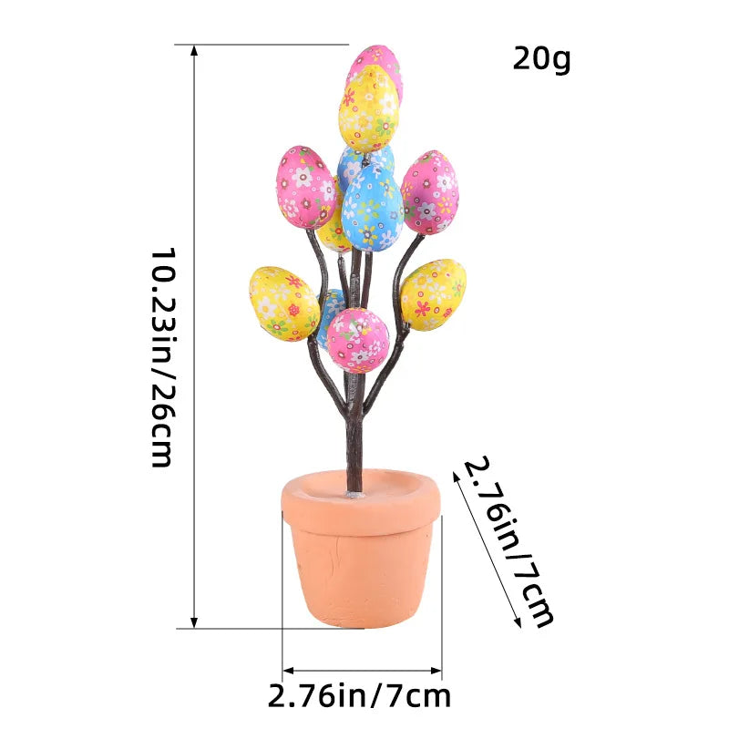 Easter Egg Potted Plant Artificial Tabletop Easter Egg Tree Decor for Easter Home Decor Centerpiece Flower Arrangement