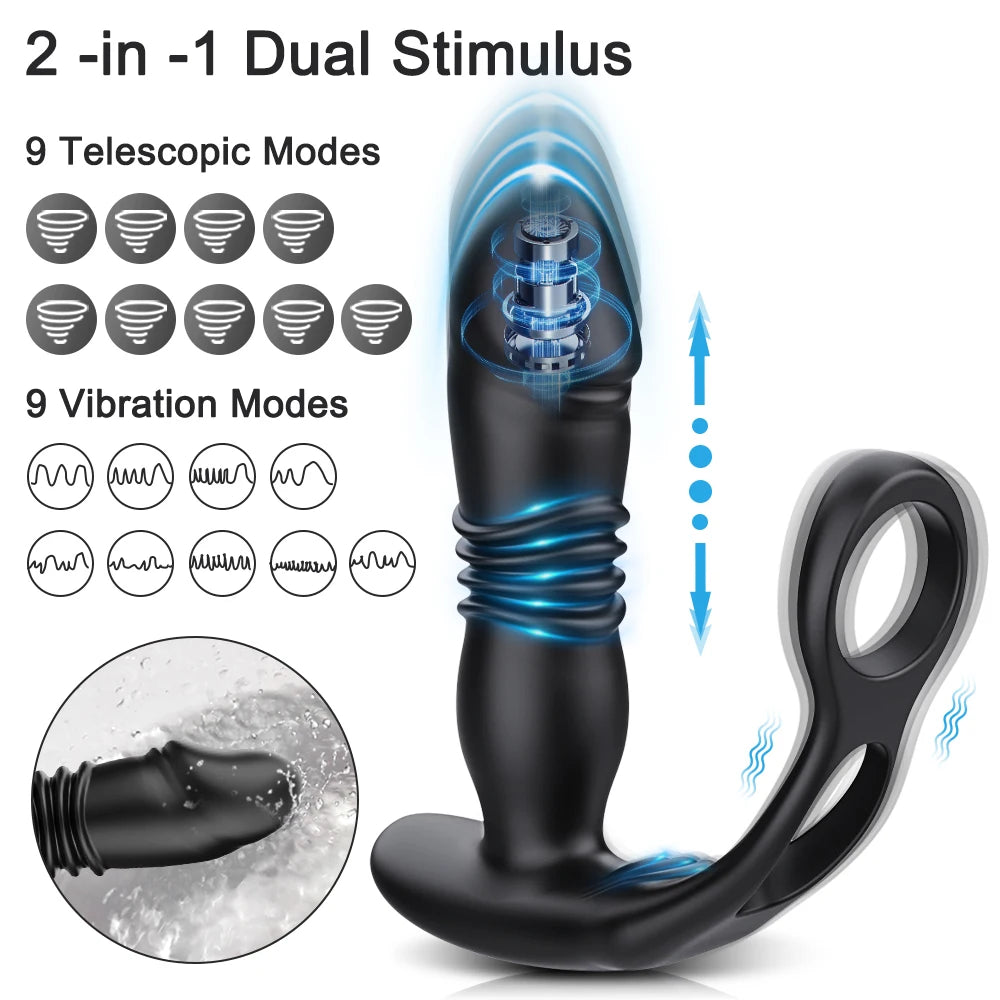 APP Control Telescopic Butt Plug Anal Vibrator Sex Toys for Men Ass Anal Dildo Prostate Massager Men Bluetooth Buttplug 9 Modes