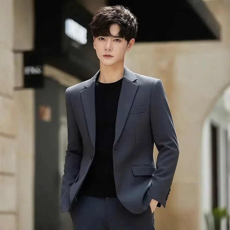 Men's Korean Style Slim Fit Smooths Your Silhouette Clothes Suit Jacket Business Jacket Spring Autumn Suit Trendy Top