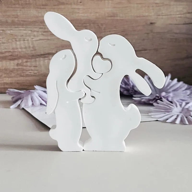 Easter Bunny Candle Decoration Silicone Molds DIY Gypsum Aromatherapy Family Rabbit Ornament Resin Mold Home Handicrafts Casting