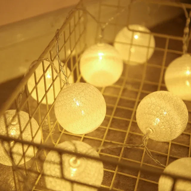 3M 20 LED Cotton Garland Balls Lights String Christmas Easter Outdoor Hanging Party Baby Kids Room Bed Fairy Lights Decorations