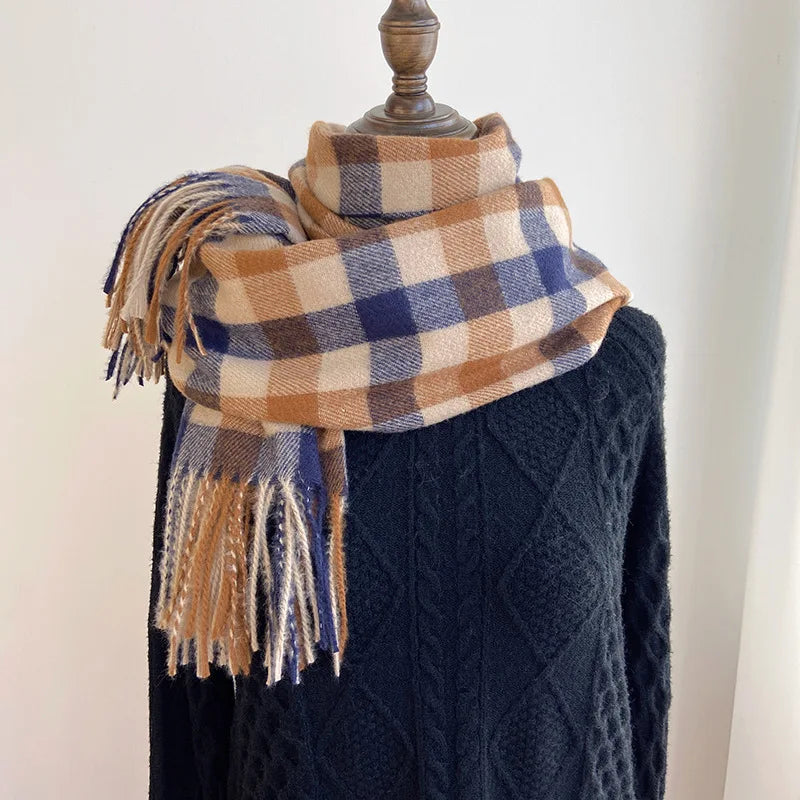 Scarf female winter new Korean version of the atmosphere sense of double-sided students cute warm thickened knitting senior sens