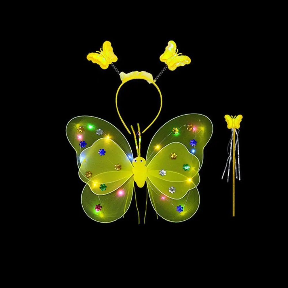 2-8Y Kids Butterflies Princess Costume Luminous Fairy Wing Birthday Party Halloween Stage Dress Up Easter Valentines Day Gift