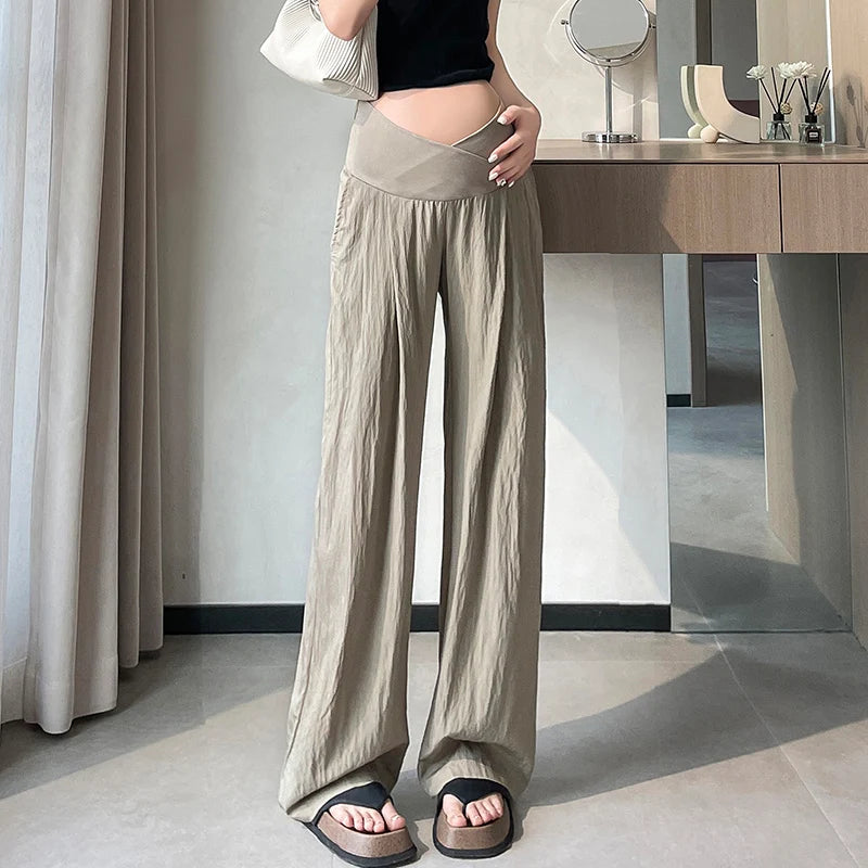 slouchy style pants for Maternity summer wide leg loose straight Across V trousers for pregnant women Yamamoto youth Pregnancy