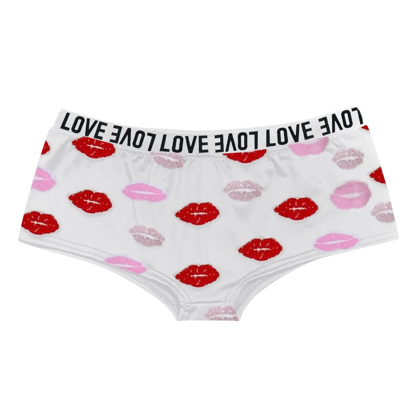 Sexy Lips Print Boxer Brief Valentine'S Day Lingeie High Waist Boyshort Love Underpants Female Underwear