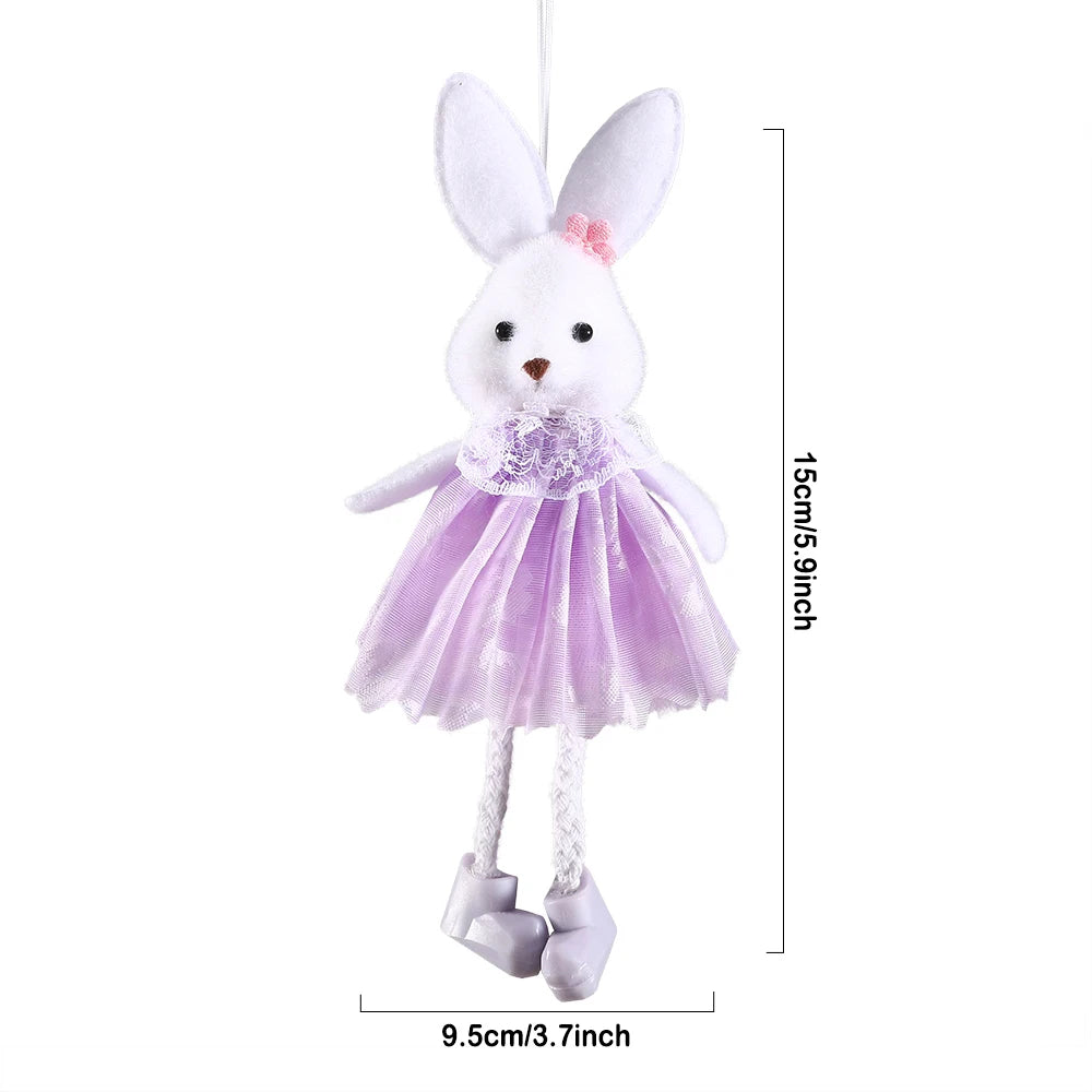24cm Easter Flower Bunny Ornaments Pink Yellow Gauze Skirt Bunny Easter Party Decor Supplies Home Desktop Decorations Kids Gifts