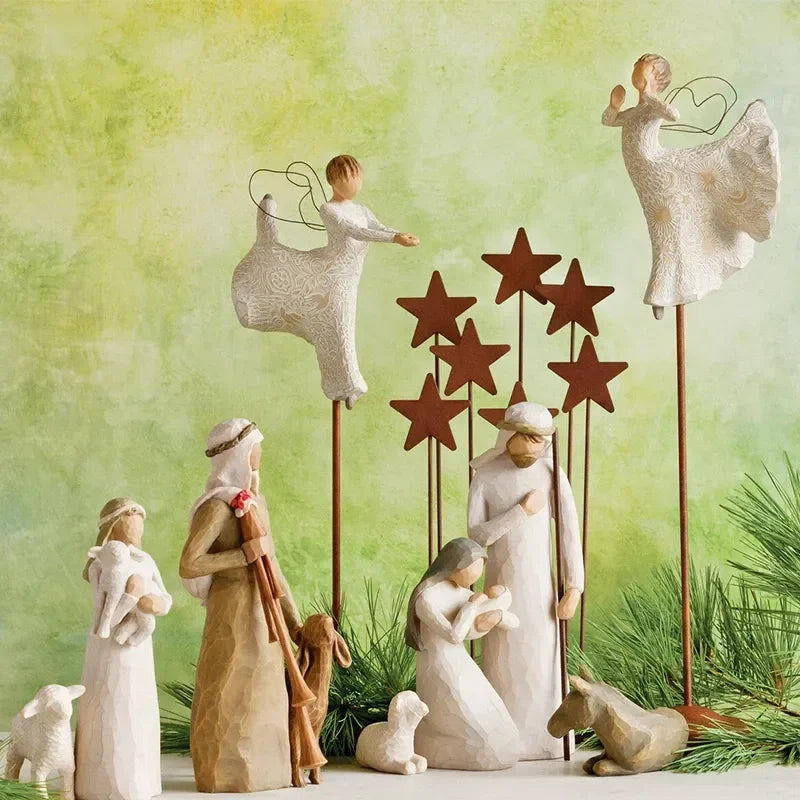 2024 Jesus Nativity Statue Resin Holy Family Willow Tree Set Ornaments Easter Religious Crafts Diy Customized Christmas Gift