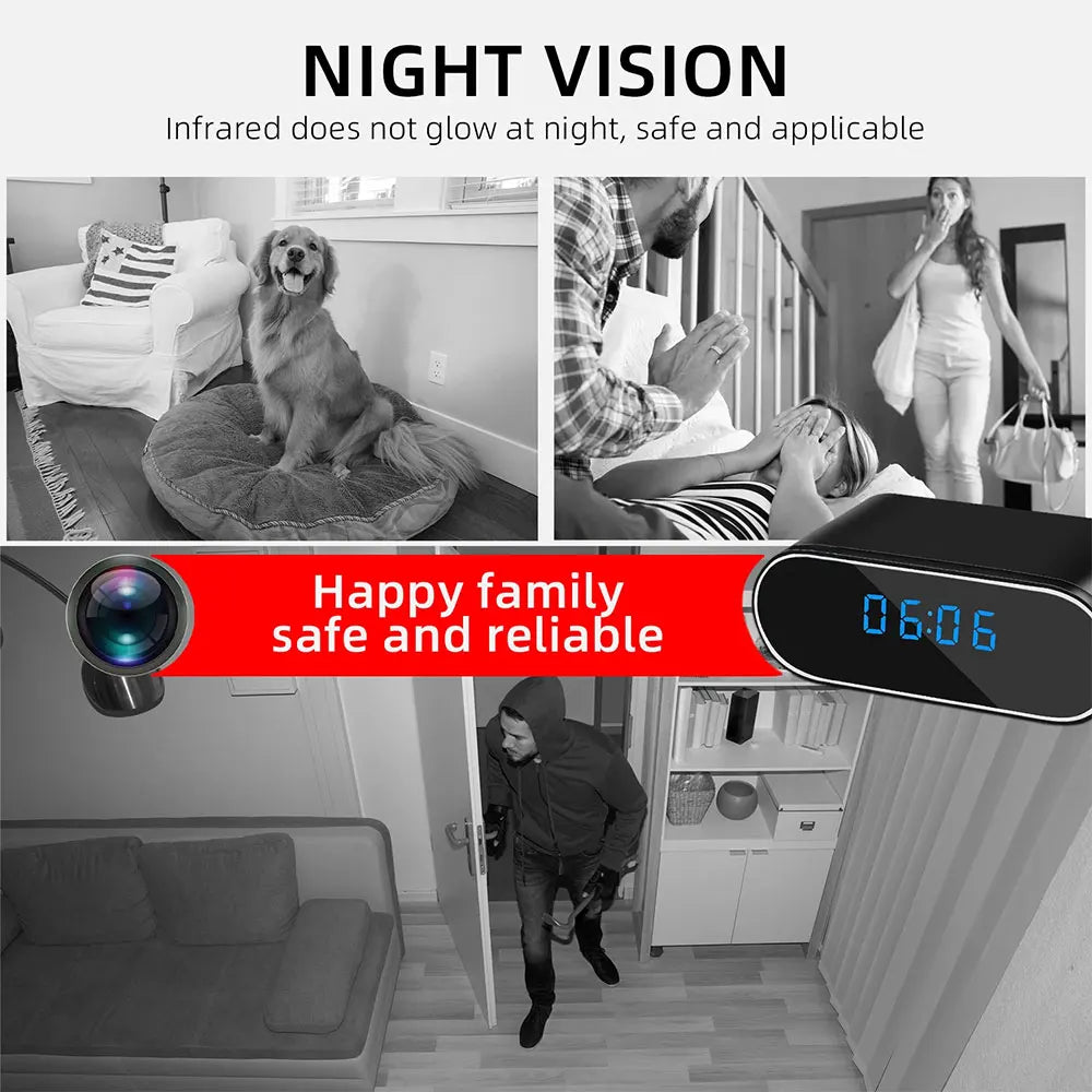 HD1080P Home Wireless Mini HD Camera Clock Camera Home Video Surveillance WIFI Mobile Remote Viewing Infrared Night Vision