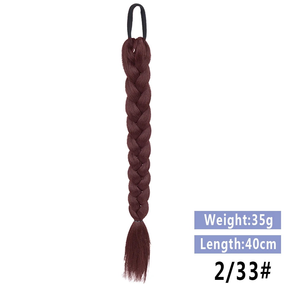 LUPU Synthetic Braided Ponytails Hair Extensions For Women With Elastic Hair Band Hairpieces Natural Black Brown Fake Hair