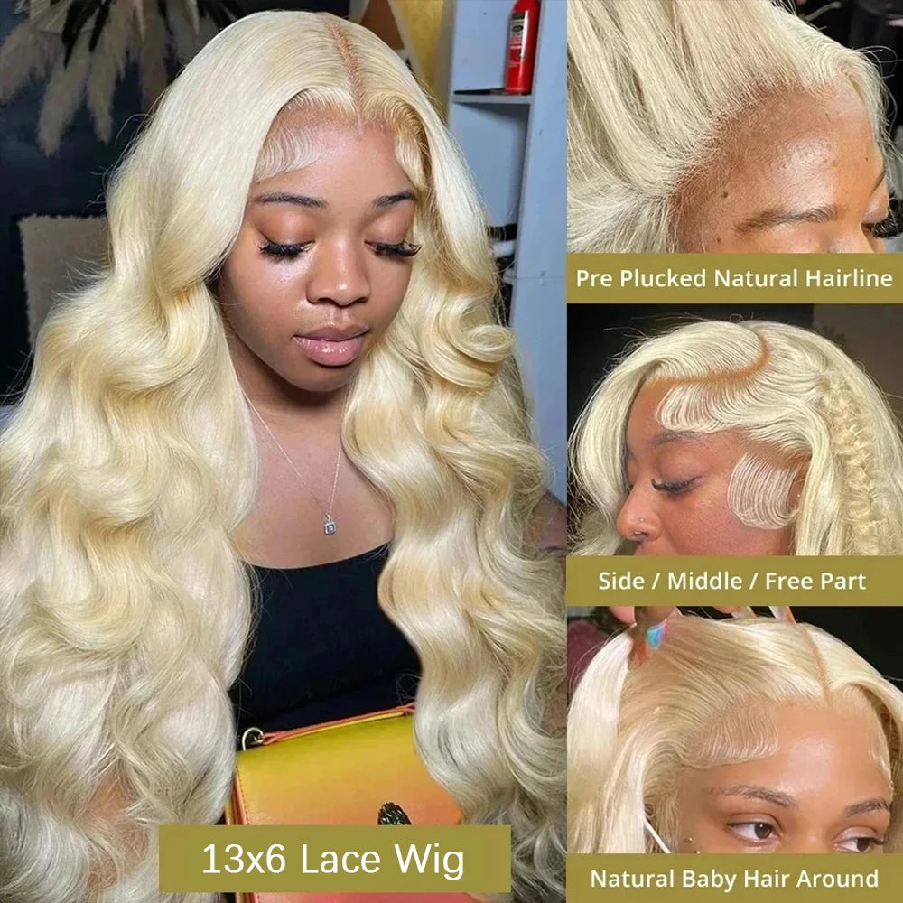 Blonde Body Wave Lace Front Wig 13x6 HD Transparent Lace 13x4 Human Hair Wig 613 Pre Plucked Full Frontal Wigs For Black Women