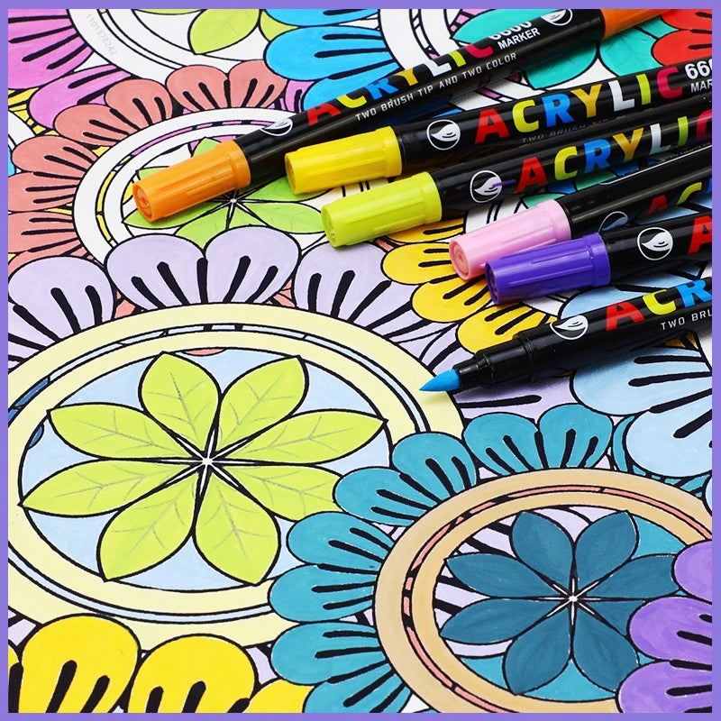 84 Colors Acrylic Paint Markers Pens Two Tone Double Nib Soft Brush Set for Rock Painting,Calligraphy,Brush Lettering,Easter Egg